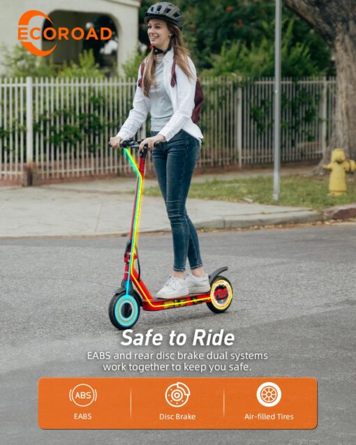 ECOROAD EC6 Electric Scooter for Adults, 15Miles Long Range,19Mph Top Speed, Commuting Electric Scooter with Cruise Control, Double Braking Systems E Scooter for Adults and Teens - Image 6