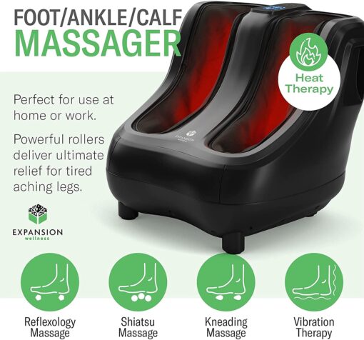 KoolerThings Shiatsu Heated Foot and Calf Massager Machine to Relieve Sore Feet, Ankles, Calfs and Legs, Deep Kneading Therapy, Relaxation Vibration and Rolling & Stimulates Blood Circulation - Image 7
