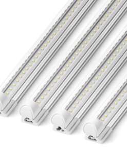 Barrina 8FT LED Shop Lights, 72W 10000LM 5000K, Daylight White, V Shape, Clear Cover, Hight Output, Linkable, T8 LED Tube Lights for Garage 8 Foot with Plug, 4 Packs