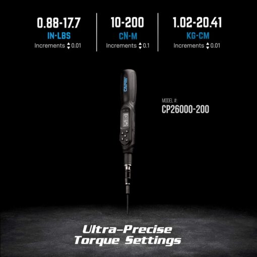 Capri Tools Digital Torque Screwdriver, Dual Direction, 0.88-17.7 in. lbs./10-200 cNm/1.02-20.41 kg-cm (CP26000-200) - Image 7