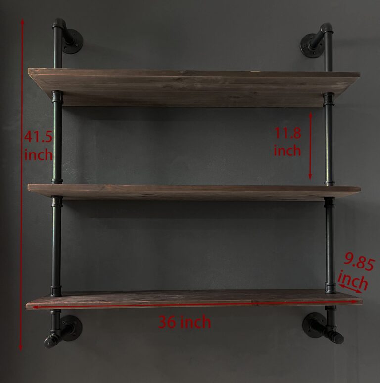 Industrial Pipe Wall Shelves with Real Wood Plank ,36 Inches Floating Shelves for Wall Farmhouse Book Shelves Dark Brown 3 Tier for Kitchen,Living Room Decor and Bar Shelving - Image 5