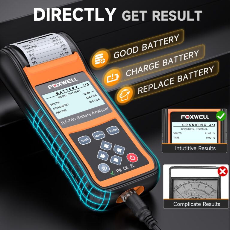 FOXWELL BT780 Car Battery Tester, 12V 24V Battery Load Tester with Printer 100-2000CCA Digital Automotive Cranking Charging System Analyzer for Car Motocycle Heavy Duty Truck Marine SUV Boat - Image 6