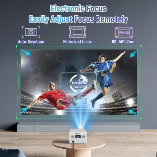 Projector with WiFi and Bluetooth｜3 Years Protection｜600ANSI Native 1080P/4K Supported｜Electric Focus Keystone Short Throw Projector for Indoor/Outdoor Theater/iOS/Android/PPT｜2025 US Version - Image 6