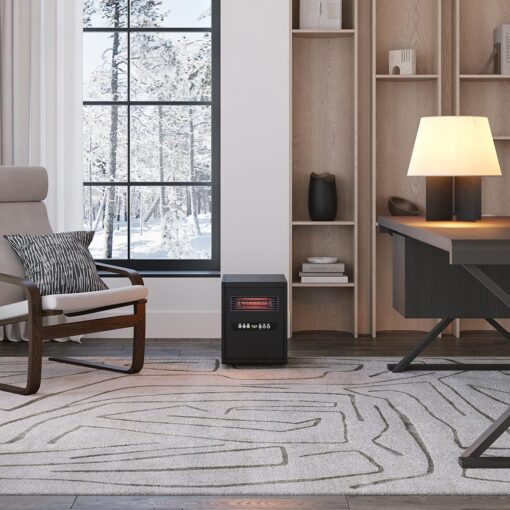 Modern Ember Portable Rolling Infrared Space Heater with LED Touchscreen and Remote Control | 12h Timer | 1500w Quick Heating for Indoor Use | Black Oak Wood - Image 5