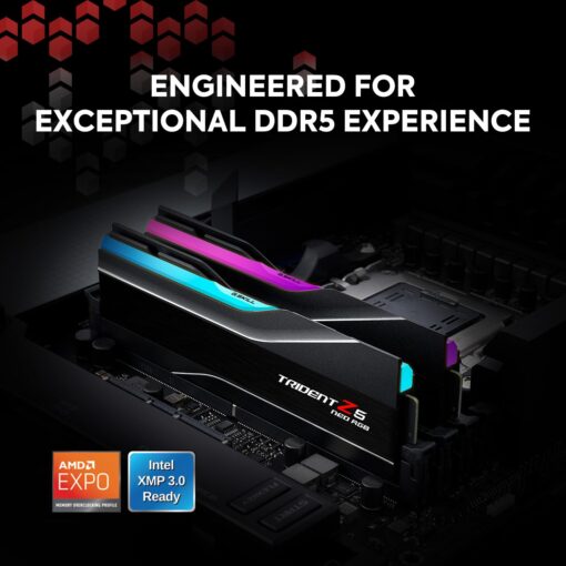 G.SKILL Trident Z5 Neo RGB Series (AMD Expo & Intel XMP 3.0) DDR5 RAM 64GB (2x32GB) 6000MT/s CL36-36-36-96 1.35V Desktop Computer Memory U-DIMM - Matte Black (F5-6000J3636F32GX2-TZ5NR) - Image 6