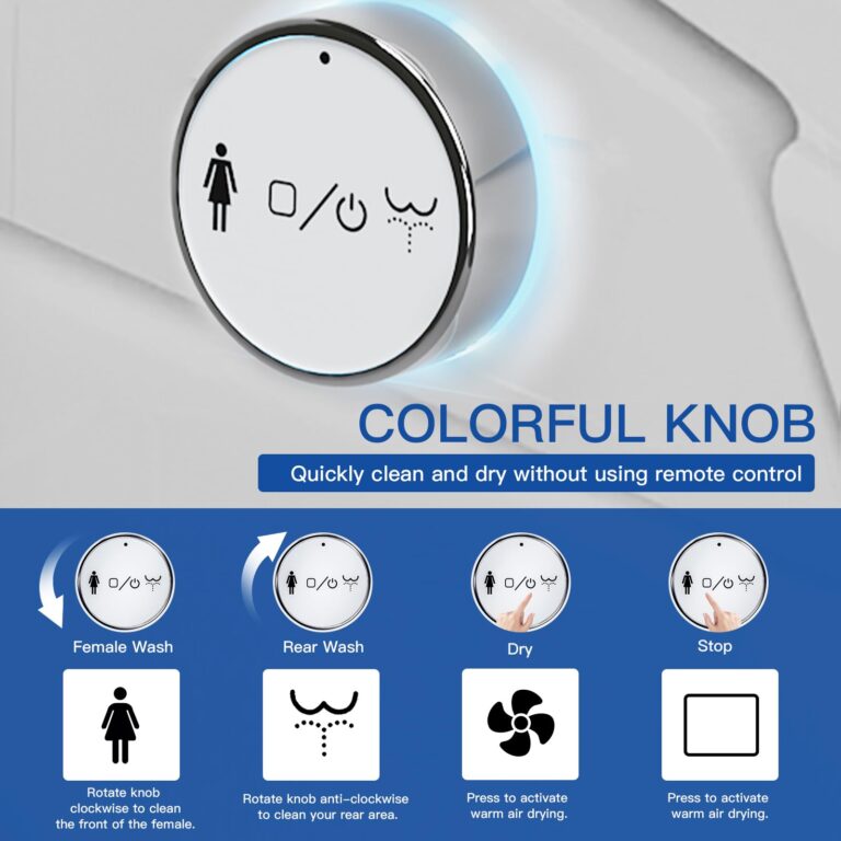 HAWKROWN Bidet Toilet Seat, Heated Toilet Seat Round Shape, Electric Bidet with Warm Water and Dryer, 3 Cleaning Mode, Self-Clean Stainless Steel Nozzle, LED Display, Night Light, Slow Close Lid - Image 6