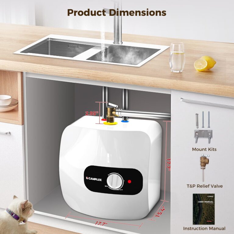 CAMPLUX Electric Mini-Tank Water Heater 8 Gallon (ME80B) On-demand Endless Water Heater, 120-Volt Corded 1440W, Under Sink, Wall or Floor Mounted - Image 4