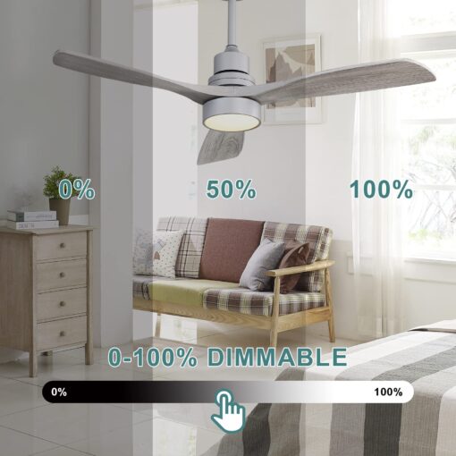 Sofucor Low Profile Ceiling Fan with Lights Remote Control 52 Inch Flush Mount Ceiling Fan Modern Wood Blade Fan for Bedroom Living Room Indoor Outdoor Farmhouse Patio, Noiseless DC Motor - Image 5
