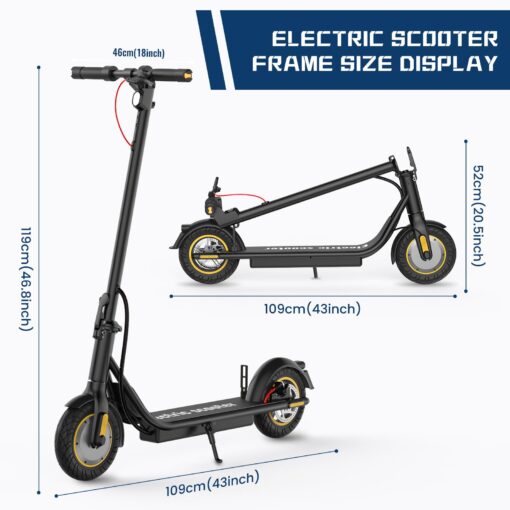 DXH Electric Scooter Adults,10" Tires, E Scooter with 500W Motor,Upto 19MPH & 20Miles, Scooter Electric for Adults with Dual Braking Safe System, Folding Electric Scooter with APP - Image 4