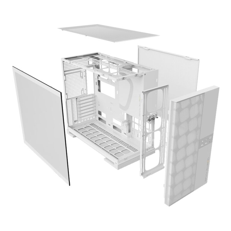Geometric Future M5 Vent Mesh Panel Tempered Glass Mid Tower, E-ATX/ATX Gaming Case, High Airflow, 1.2mm Steel, Type C, Support 420/360 Radiator, ARGB PWM 140m fan x 5 Pre-Installed, White, GEO-M5VF-W - Image 6