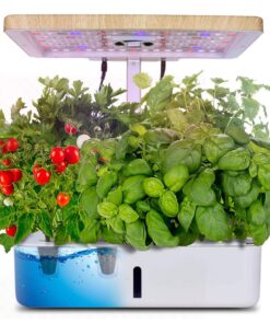 ROCILB Hydroponics Growing System, Indoor Herb Garden Starter Kit with Grow Light, Plant Germination Kits 12 Plant Pots for Home Kitchen Gardening