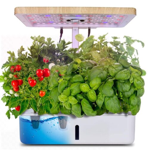 ROCILB Hydroponics Growing System, Indoor Herb Garden Starter Kit with Grow Light, Plant Germination Kits 12 Plant Pots for Home Kitchen Gardening