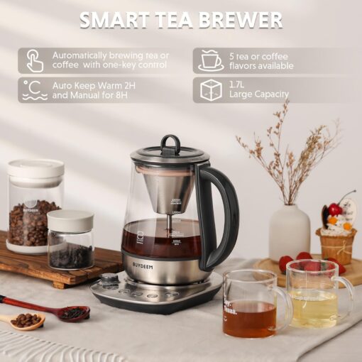 BUYDEEM K176 Tea Maker, Multifunctional Stainless Steel Electric Kettle for Tea and Coffee Brewing, Auto Keep Warm, 5 Flavor Controls, 1.5L - Image 4