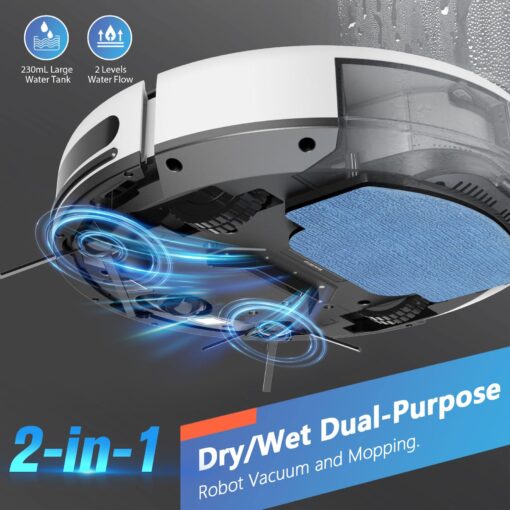 Robot Vacuum and Mop, 2 in 1 Robotic Vacuum Cleaner with Schedule, App/Voice, Slim Mopping Vacuum Robot with Watertank and Dustbin, Self-Charging, Easy of Use, Ideal for Hard Floor, Pet Hair, Carpet - Image 7