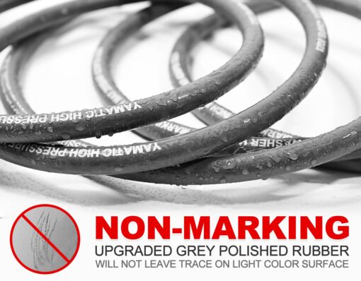 YAMATIC Non Marking 3/8" Pressure Washer Hose 150FT 4200 PSI, Kink Resistant Swivel 3/8" Quick Connect, Rubber Steel Braided Wear Resistant Industry Grade for Hot/Cold Water Gas Power Washer - Image 6