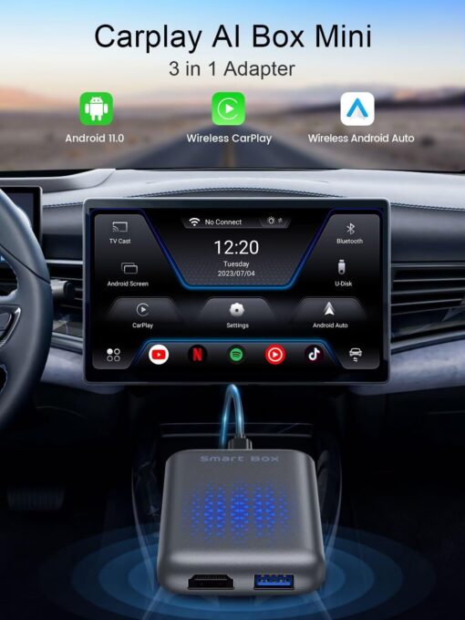 Wireless Carplay & Android Auto Adapter, Carplay AI Box 2.0 with YouTube/Netflix/Tiktok, Streaming HDMI Devices Carplay Dongle for OEM Wired CarPlay Cars - Image 7