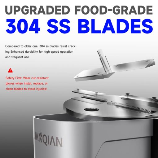 4 in 1 Electric Vegetable Chopper Automatic Multifunctional Food Cutter Slicer for Slicing Shredding Dicing Slitting with Quiet Motor (200W/110V), Multi Blades for Commercial and Home Use - Image 6