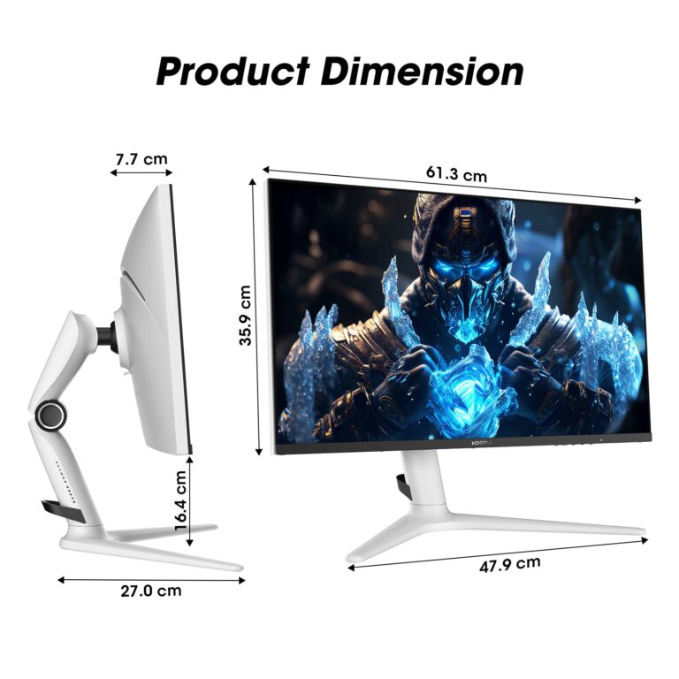 KOORUI Monitor, 27” 240Hz Gaming Monitor, Mini-LED Panel- QHD (2560 x 1440) Computer Screen, 1ms, HDR 1000 Display, 100% sRGB, Height Adjustable, HDMI/DisplayPort, White/Grey, GN10 - Image 4