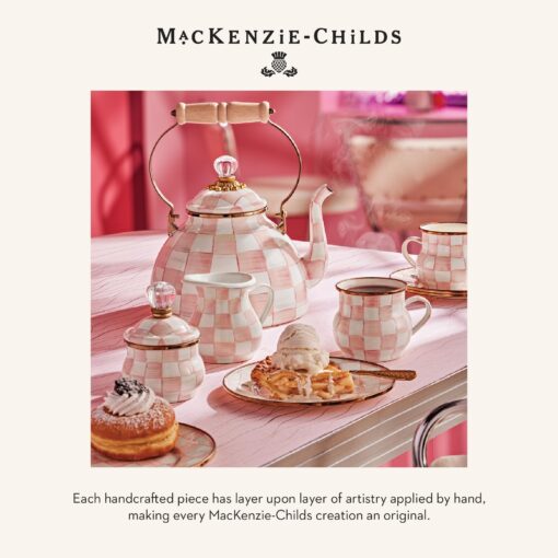 MACKENZIE-CHILDS Wood Paper Towel Holder, Decorative Paper Towel Holder for Kitchen, Pink-and-White Rosy Check - Image 2