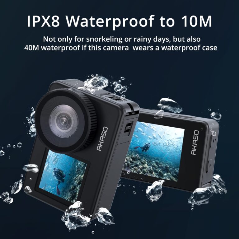 AKASO Brave 7 Action Camera 4K30FPS 20MP with 64GB U3 MicroSDXC Memory Card, Waterproof Camera with Touch Screen IPX8 33FT EIS 2.0 Zoom Support External Mic Voice Control with 2X 1350mAh Batteries - Image 7