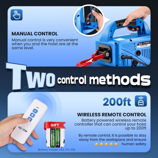 NEWTRY 1100lbs Electric Hoist Winch with Wireless Remote Control 110/120 Volt Portable Power Electric Hoist 16ft/min - Image 5