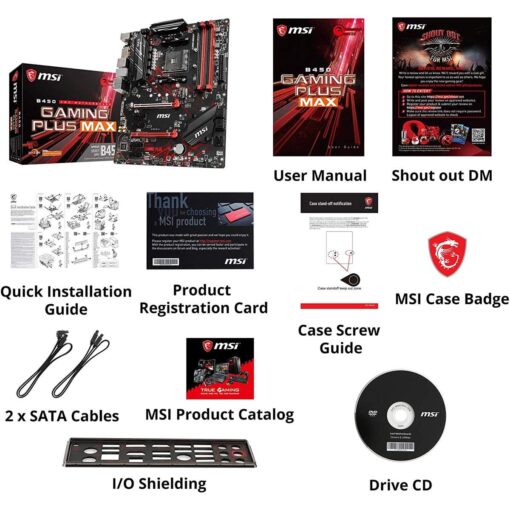 MSI Performance Gaming AMD Ryzen 2ND and 3rd Gen AM4 M.2 USB 3 DDR4 DVI HDMI Crossfire ATX Motherboard (B450 GAMING PLUS Max) - Image 2