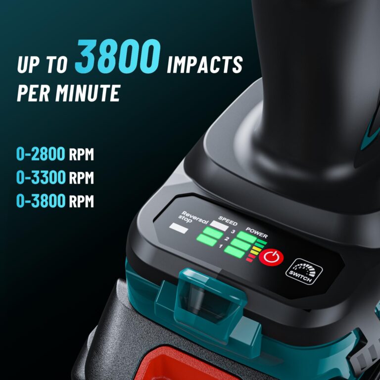 Seesii Cordless Impact Wrench, 1180Ft-lbs(1600N.m) High Torque Impact Gun 3/4", Brushless Impact Wrench w/ 5.0Ah Battery & Fast Charger, Electric Impact Wrench for Truck, Heavy-duty Project, WH1000 - Image 6