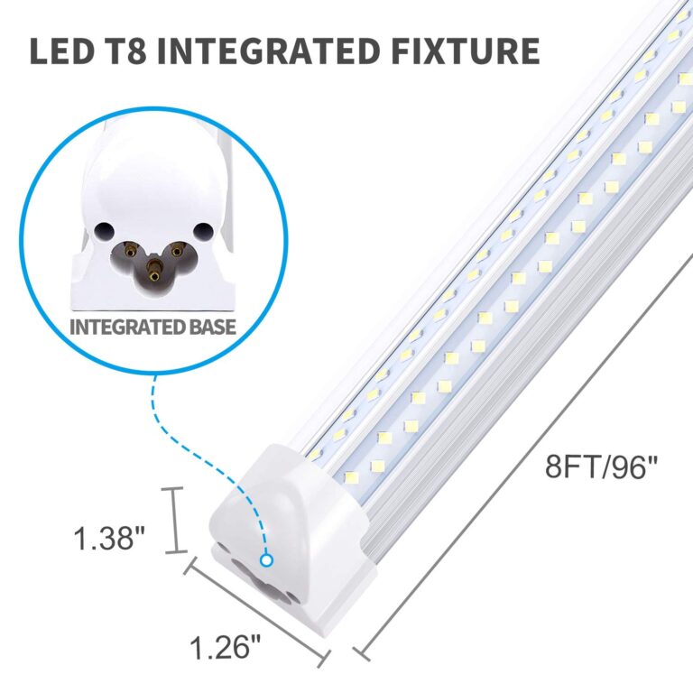LIGHEART LED Light Fixture,120W 8FT Linkable Shop Light, T8, V-Shaped, Integrate 8 Foot Light Tube,14400LM,Clear Lens 6000K, Plug and Play,Fluorescent Lamp Replacements(6-Pack) - Image 8