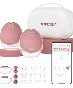 Momcozy Breast Pump Hands Free Upgraded Mobile Flow | M9, App Discreet Control with Personalized Multi-Modes & 15 Levels, Wearable Breast Pump 24mm, 2 Pack Cozy Red