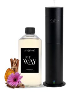 Aroma Scent Diffuser Starter Kit for Up to 1000SQ. FT. Coverage - 500ML Waterless Essential Oil Scent Included - Luxury Aroma Diffuser Ideal for Home, Office & Hotel (Black, My Way)