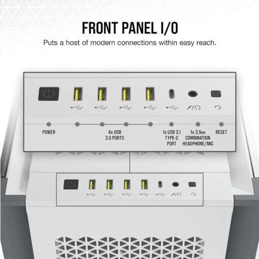 CORSAIR 7000D AIRFLOW Full-Tower ATX PC Case – High-Airflow Front Panel – Spacious Interior – Easy Cable Management – 3x 140mm AirGuide Fans with PWM Repeater Included – White - Image 9