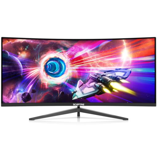 Sceptre 34-Inch Curved Ultrawide WQHD Monitor 3440 x 1440 R1500 up to 165Hz DisplayPort x2 99% sRGB 1ms Picture by Picture, Machine Black 2023 (C345B-QUT168) - Image 6