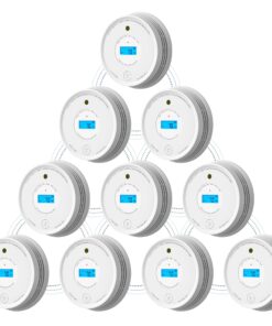 AEGISLINK Smoke Carbon Monoxide Detector, Interlinked Combination Smoke CO Alarm, Battery Powered, Wireless Interconnected, Digital Display, SC-RF220, 10-Pack