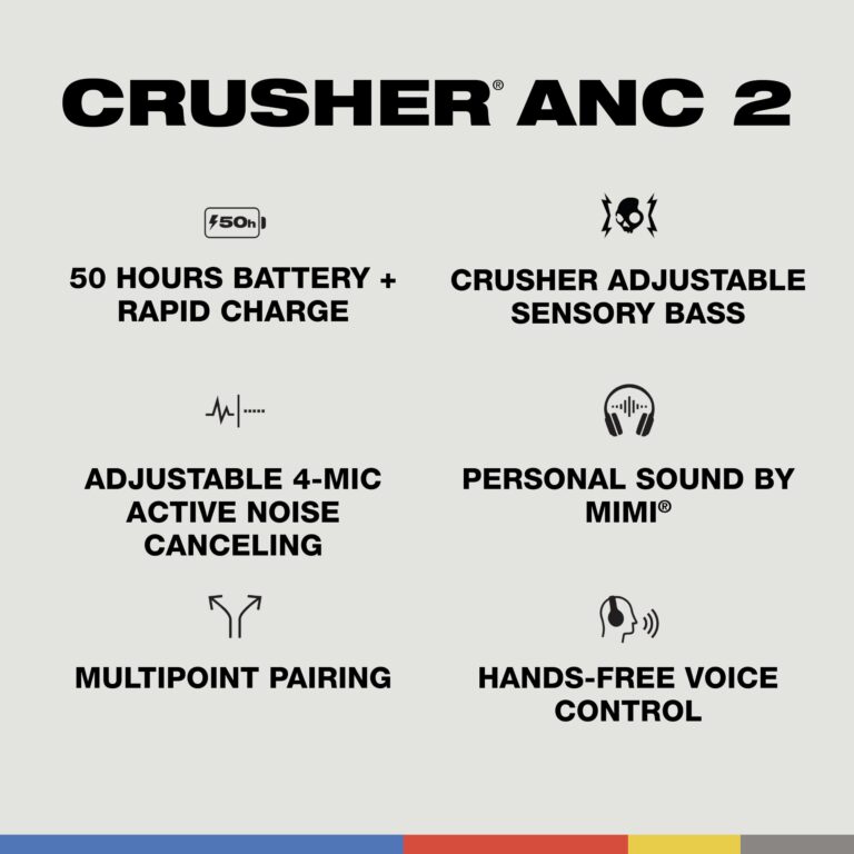 Skullcandy Crusher ANC 2 Over-Ear Active Noise Cancelling Wireless Bluetooth Headphones with Sensory Bass, Alexa Voice Control, 50 Hr Battery, Microphone - Realtree Edge Colors Black - Image 6