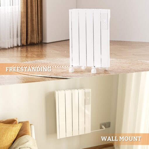 BREEZEHEAT 800w Convection Panel Heater-Portable Electric Heaters, Plug-in Wall Heaters for Indoor Use, Fanless Ultra Quiet, Wall Mount Space Heater w/Remote Control, LED Display, Timer (White) - Image 7