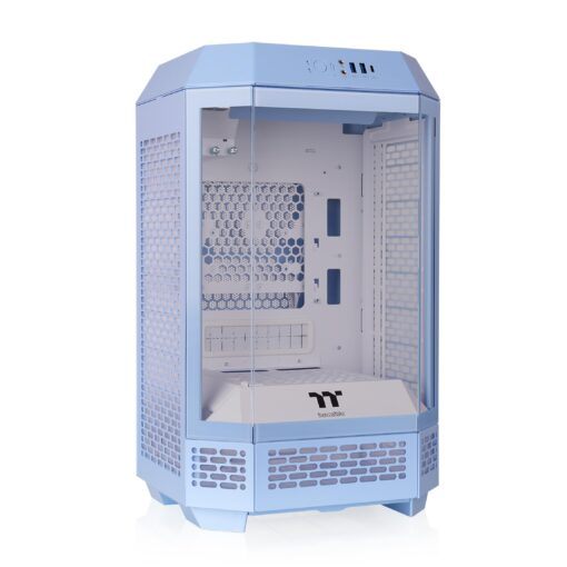 Thermaltake Tower 250 Hydrangea Blue Mini-ITX Mini Tower; 2x120mm CT Fans Included; 360mm Radiator Support; 360mm GPU Clearance; Dual Chamber; CA-1Z9-00SFWN-00