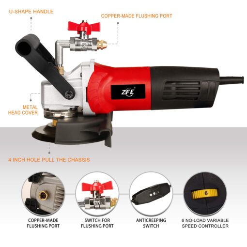 ZFE 800W/110V Variable Speed 4'' Wet Polisher / Grinder & Granite Diamond Polishing Pads Concrete Polisher Stone Polisher for Granite/Marble/Concrete/Stones - Image 9
