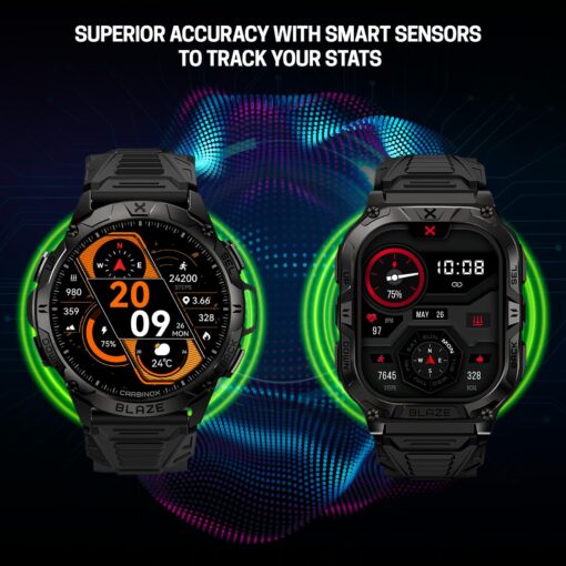 CARBINOX Blaze Smart Watch with GPS (Sport Mode), Rugged Fitness Tracker Waterproof IP69K, Compatible with Android and iOS, 170+ Sports Modes, Gorilla Glass Screen, Make/Receive Calls (Square) - Image 7