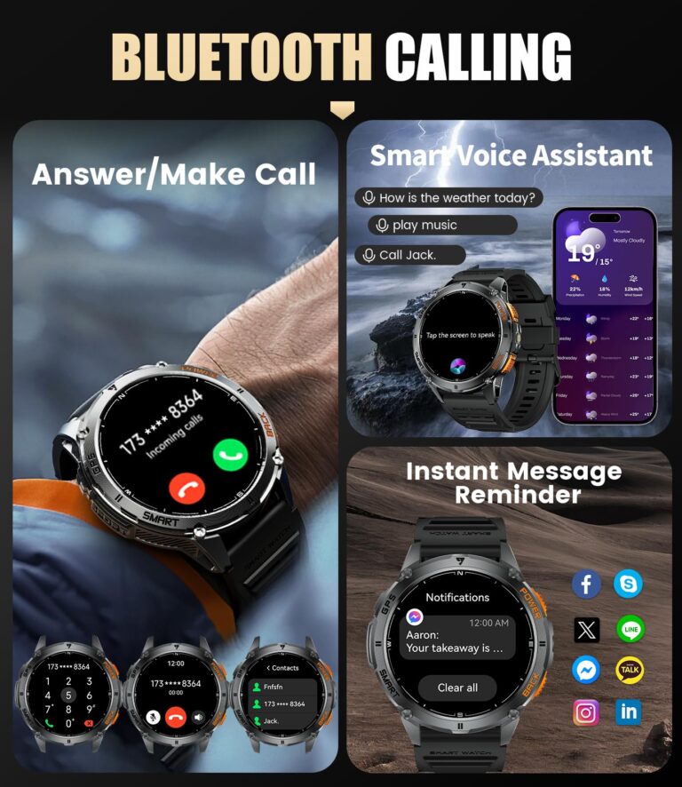 LIGE GPS Smart Watch for Men, Compass/LED Flashlight/1.43" AMOLED Smartwatch, IP68 Waterproof/Swim Mode/100+ Sports Mode Fitness Tracker Watch, Men's Smart Watch for Android iPhone Compatible - Image 4