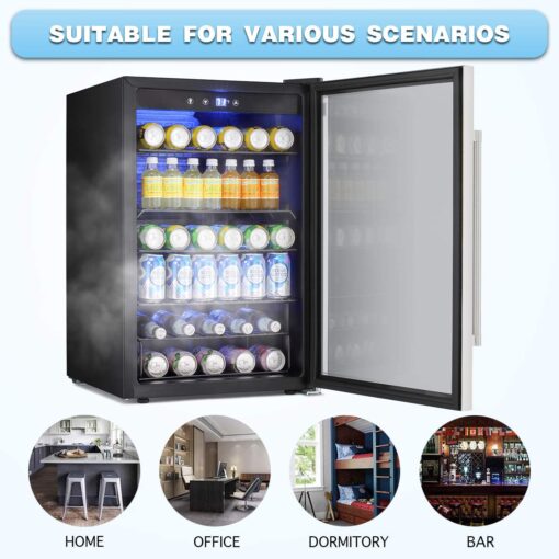 Antarctic Star Beverage Refrigerator Cooler - 145 Can Mini Fridge Glass Door for Soda Beer or Wine, Clear Front Door for Home Office or Bar, 4.4Cu.Ft - Image 5