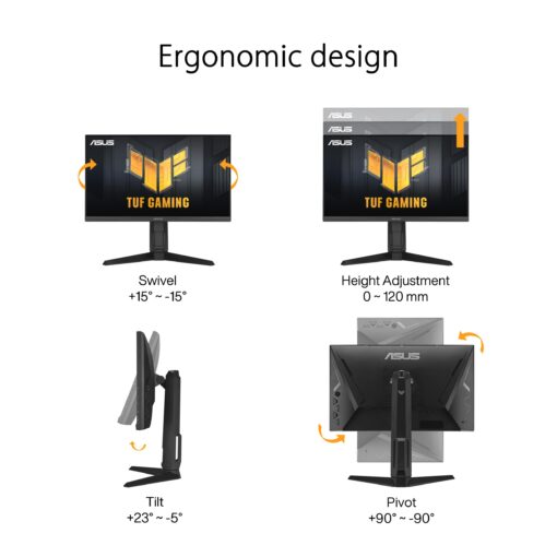 ASUS TUF Gaming 24” (23.8” viewable) 1080P Monitor (VG249QL3A) - Full HD, 180Hz, 1ms, Fast IPS, ELMB, FreeSync Premium, G-SYNC Compatible, Speakers, DisplayPort, Height Adjustable, 3 Year Warranty - Image 9