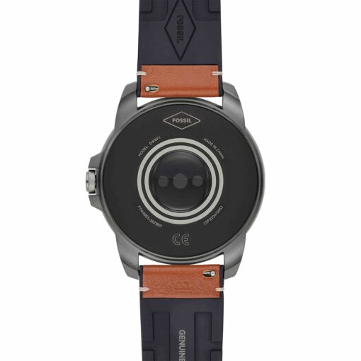 Fossil 44mm Gen 5E Stainless Steel and Leather Touchscreen Smart Watch, Color: Smoke, Brown (Model: FTW4055V) - Image 4