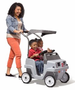 Step2 Side-by-Side Push Around SUV, Kids Push Car, 2 Seats, Stroller Substitute, Includes Seat Belts & Horns, Made of Durable Plastic, Max Weight 100 lbs., for Toddlers 1.5-5 Years Old, Gray