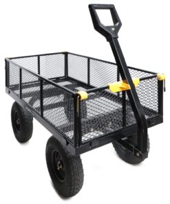 Olympia Tools Steel Garden Cart 1,000lbs 6-cu ft Utility Cart, Heavy Duty Wagon, with Removable Mesh Sides to Convert into Flatbed, Lawn and Utility Wagons Cart
