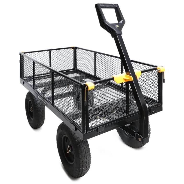 Olympia Tools Steel Garden Cart 1,000lbs 6-cu ft Utility Cart, Heavy Duty Wagon, with Removable Mesh Sides to Convert into Flatbed, Lawn and Utility Wagons Cart
