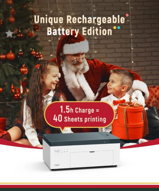 Liene 4x6'' Instant Photo Printer (Battery Edition) Bundle, 60-sheet, 2 Ink-Cartridge, Wireless Photo Printer for iPhone, Smartphone, Android, Computer, Dye Sublimation, Photo Printer for Travel, Home - Image 6