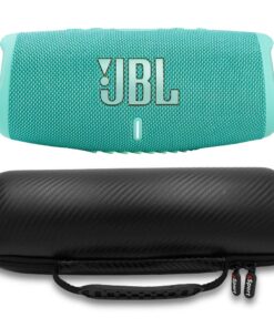JBL Charge 5 Waterproof Portable Speaker with Built in Powerbank and gSport Carbon Fiber Case (Teal)