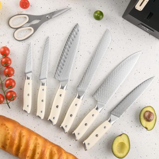 NANFANG BROTHERS Damascus Kitchen Knife Set,14 Pieces Drawer Knife Set,ABS Ergonomic Handle for VG10 Steel Professional Chef Knives Set with Block and Steak Knives - Image 4