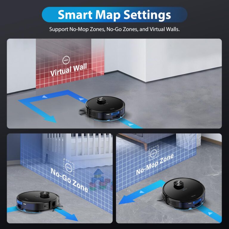 Tikom Robot Vacuum and Mop Combo L9000 Plus, Self-Emptying, 60-Day Capacity, LiDAR Navigation, Home Mapping, 4000Pa,150Min Max, Schedule, Wi-Fi/App, Robotic Vacuum Cleaner for Pet, Hard Floors, Carpet - Image 3