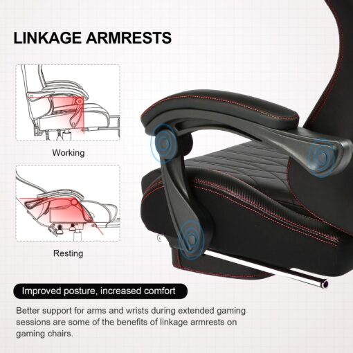 GTPLAYER Chair Computer Gaming Chair (Leather, Red) - Image 5